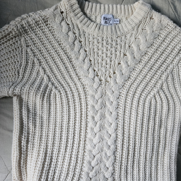 PRINCESS POLLY Kynlee cable knit sweater cream Coastal Small/Medium - Picture 5 of 9